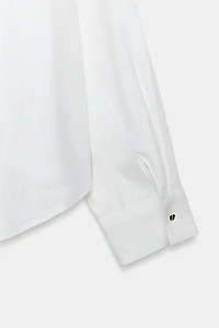 LINEN BLEND SHIRT WITH PUFFED HEM
