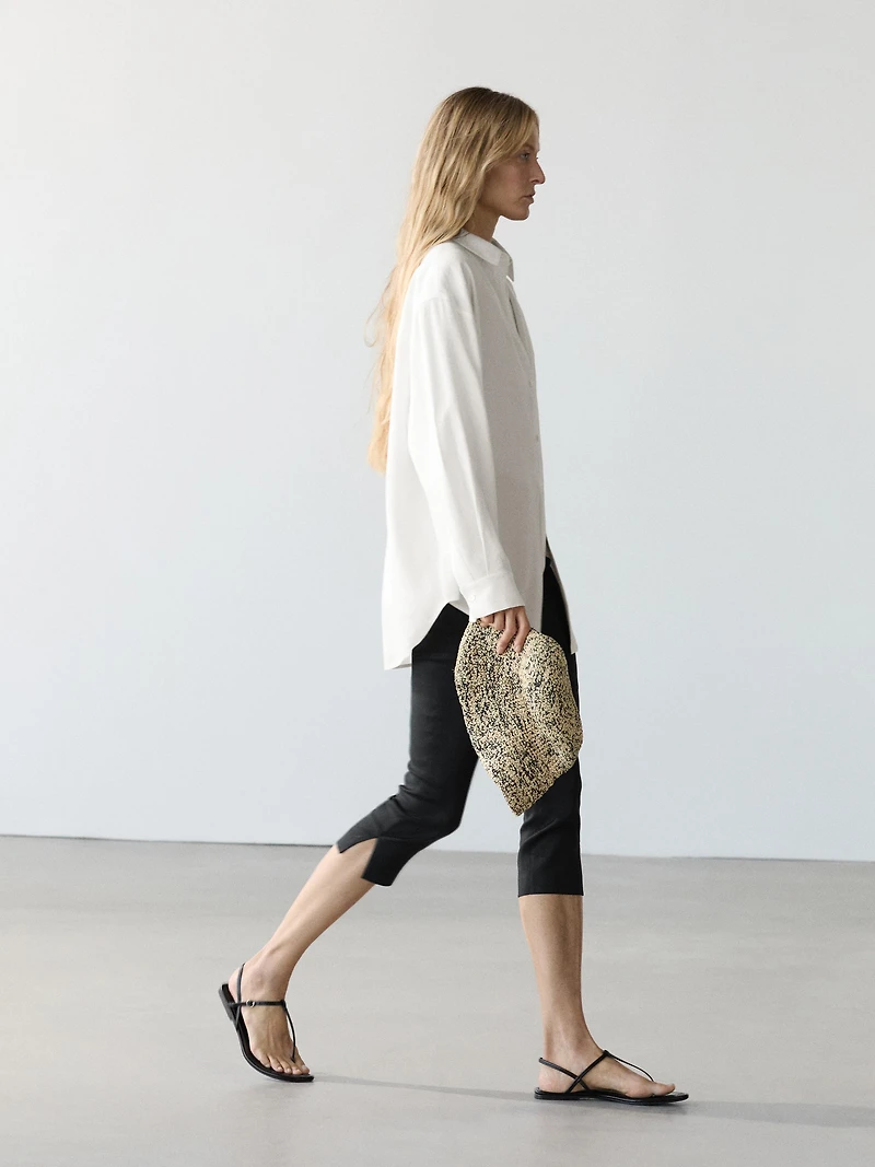 Flowing total look linen blend shirt