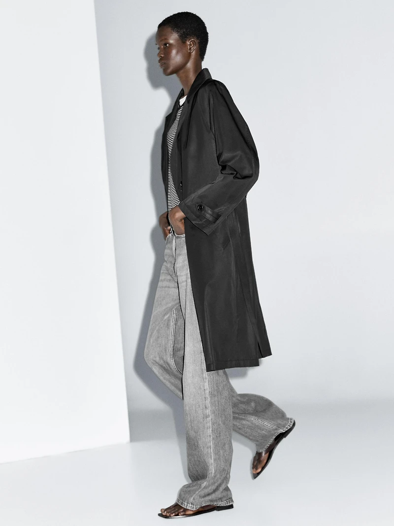 Long trench coat with inner waistcoat