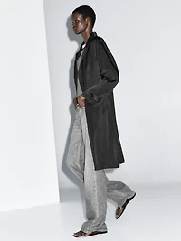 Long trench coat with inner waistcoat