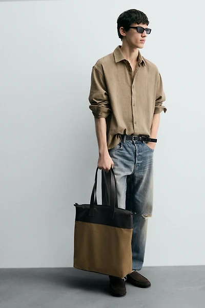 LEATHER DETAIL SHOPPER BAG