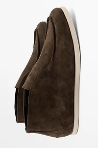 Split suede leather ankle loafer