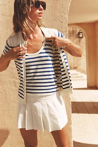 STRIPED KNIT SHORT SLEEVE JACKET