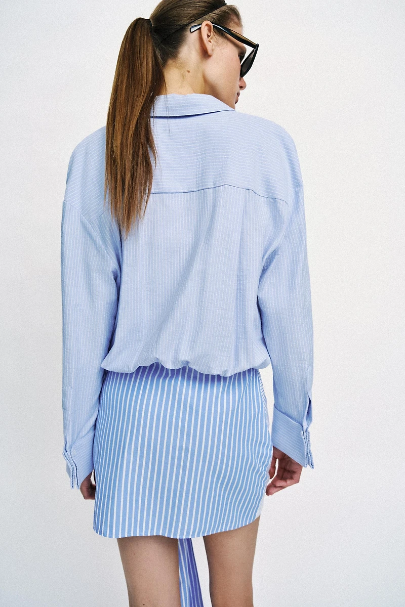 ROBE CHEMISE COURTE À NŒUD