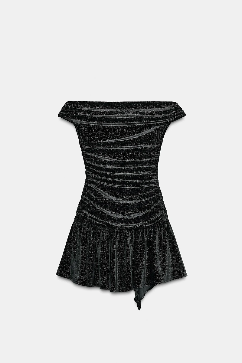 ROBE COURTE EN VELOURS BRILLANT