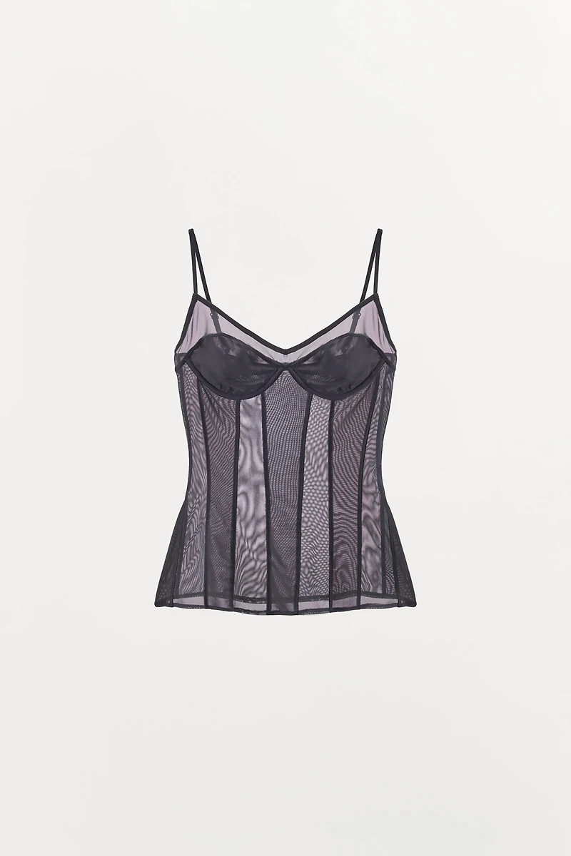 UNDERWIRED TULLE LINGERIE STYLE TOP
