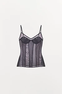 UNDERWIRED TULLE LINGERIE STYLE TOP