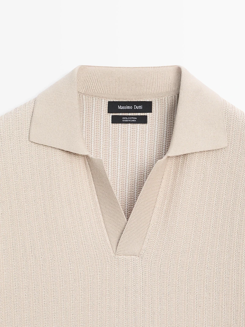 Pull polo en maille jacquard