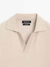 Pull polo en maille jacquard