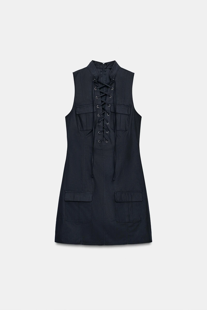 CROSS-OVER STRAP POCKET MINI DRESS