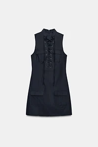CROSS-OVER STRAP POCKET MINI DRESS