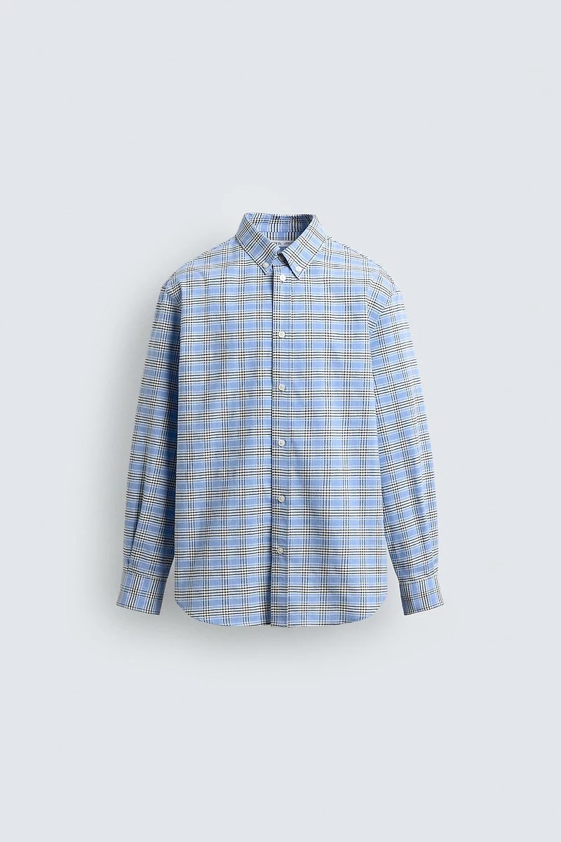 CHEMISE À CARREAUX COL BOUTONNÉ