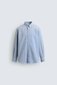 CHEMISE À CARREAUX COL BOUTONNÉ