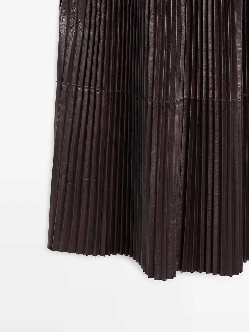 Long pleated nappa leather top - LIMITED