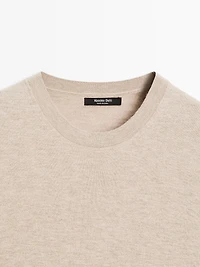 Short-sleeve wool blend knit sweater