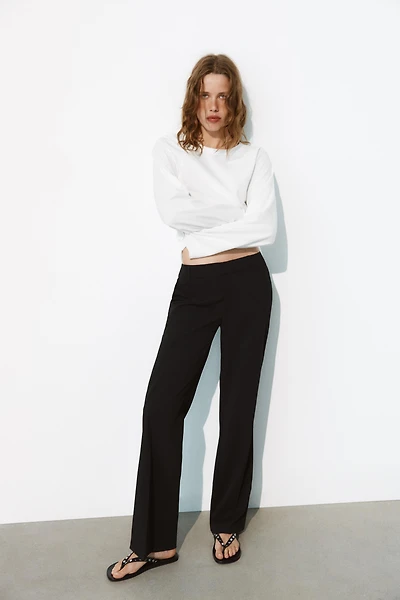 LOW-RISE STRIPED STRAIGHT LEG PANTS