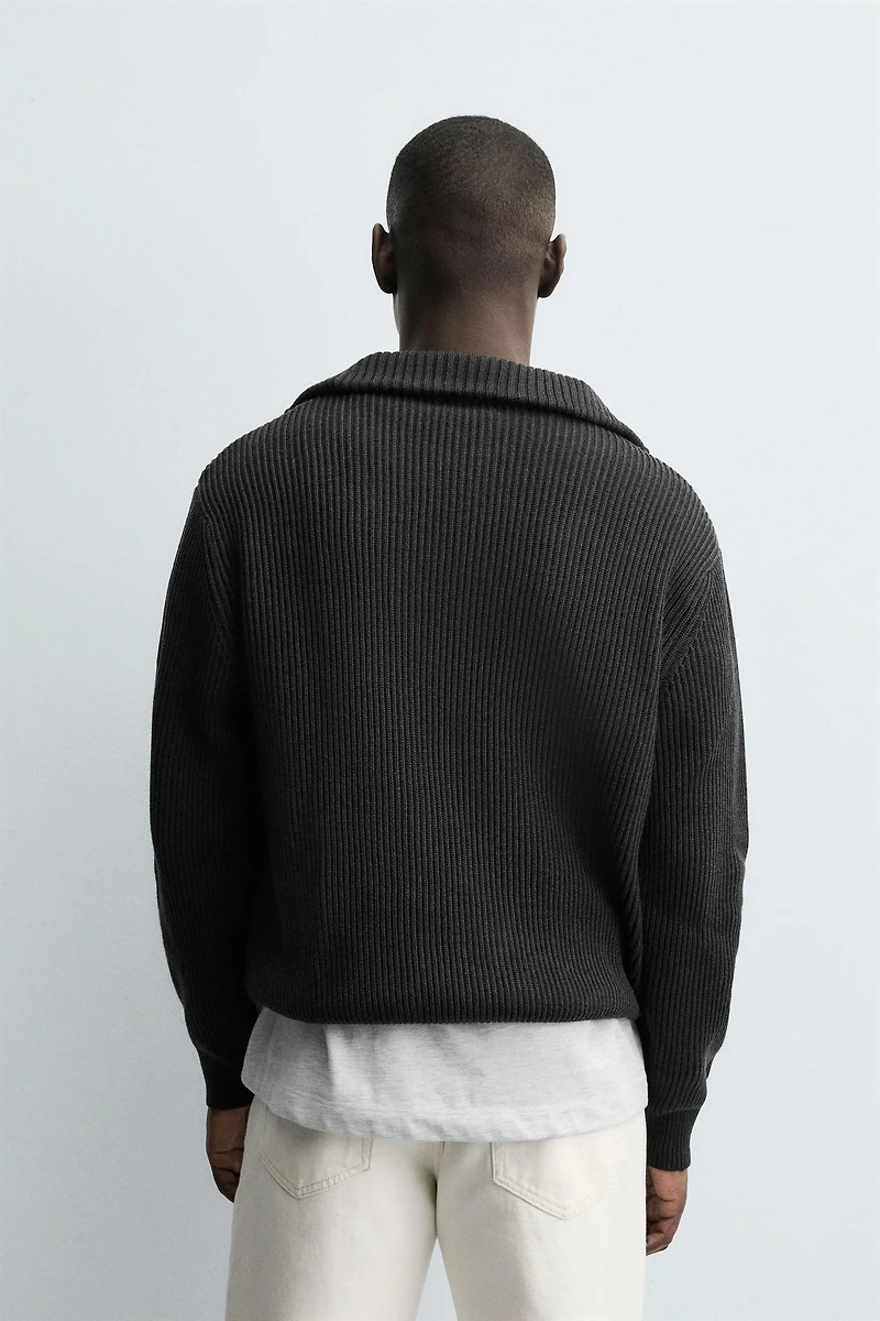 PURL KNIT QUARTER-ZIP SWEATER