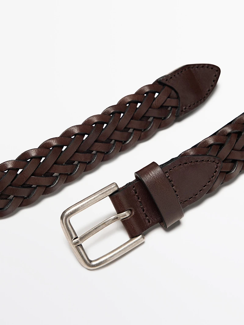 Ceinture tressée en cuir nappa