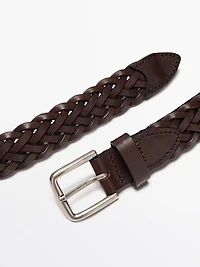 Ceinture tressée en cuir nappa