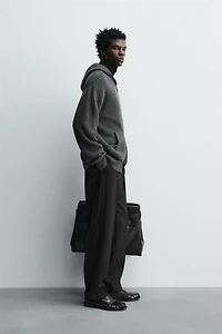 VESTE EN TRICOT DE COTON PERLÉ - LAINE À CAPUCHE