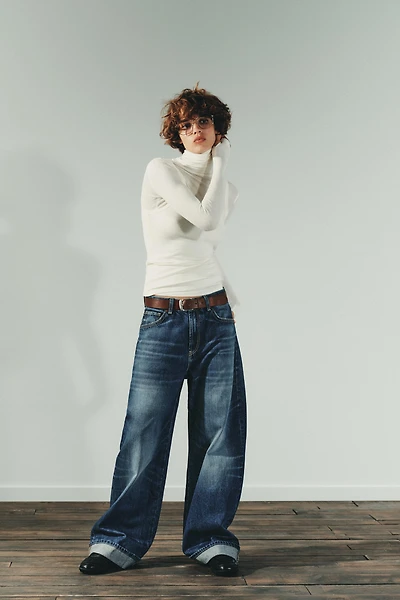 TRF MID-RISE BAGGY FOLDED JEANS