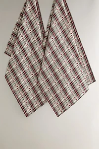 LOT TORCHONS COTON CŒUR NOËL (LOT DE 2)