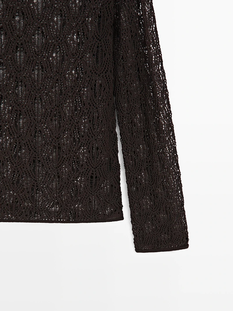 Boatneck sweater with openwork detail