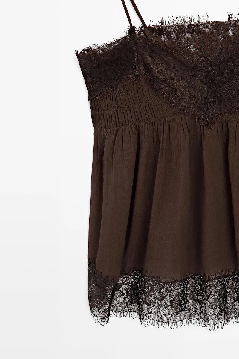 Camisole top with contrast lace detail