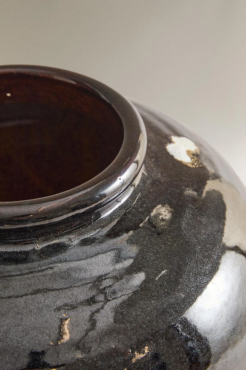 ENAMELLED STONEWARE VASE
