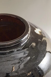 ENAMELLED STONEWARE VASE