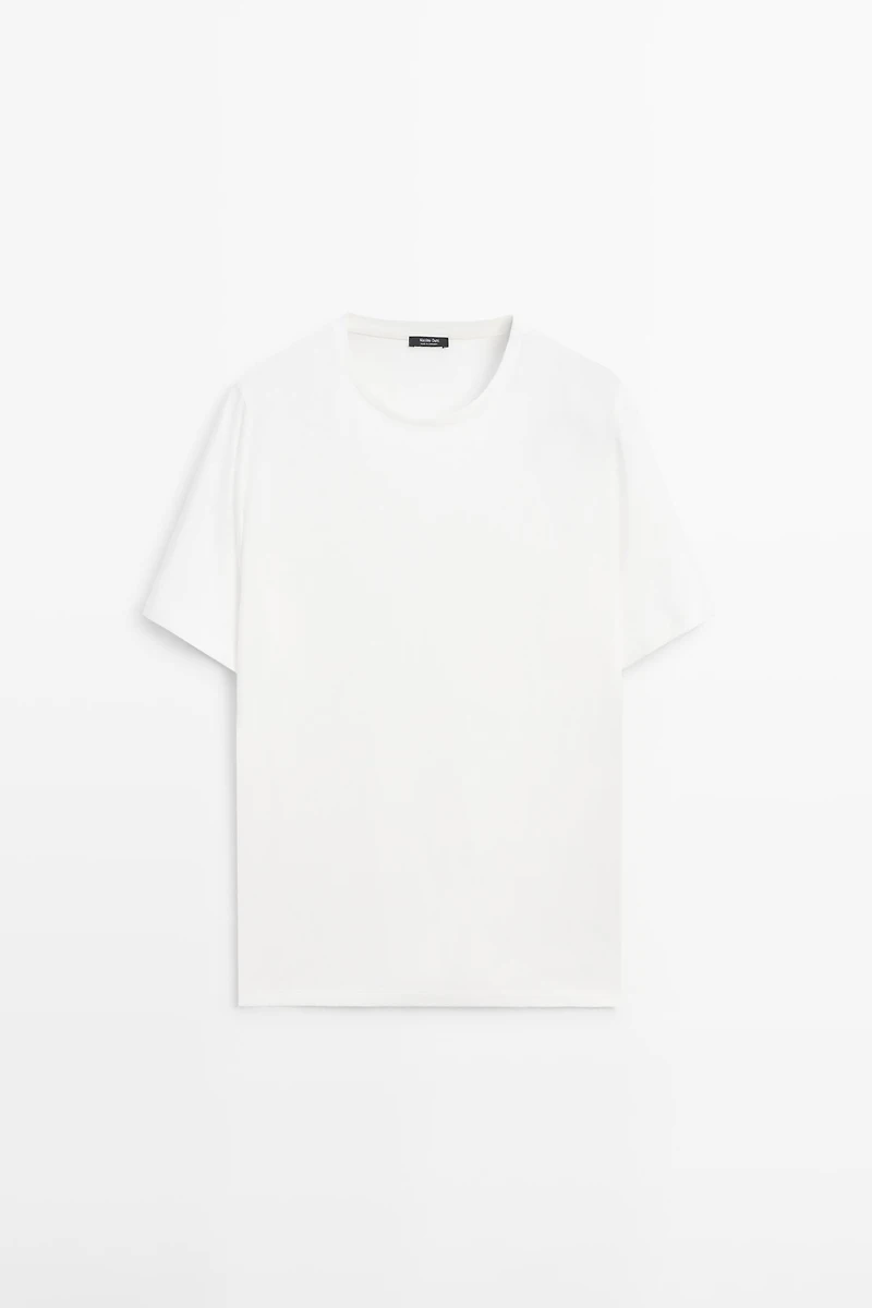 T-shirt à manches courtes en lin et coton