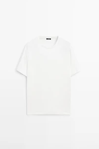 T-shirt à manches courtes en lin et coton