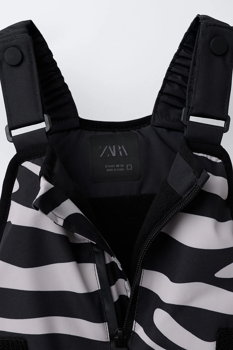 ZEBRA PRINT WATER RESISTANT AND WINDPROOF OVERALLS