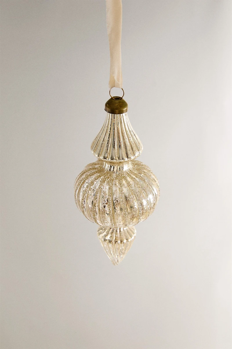 MIRRORED SPINNING TOP CHRISTMAS TREE ORNAMENT