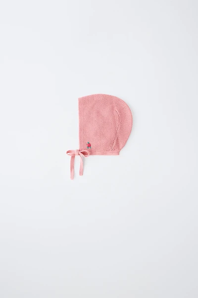 100% COTTON EMBROIDERED KNIT BONNET