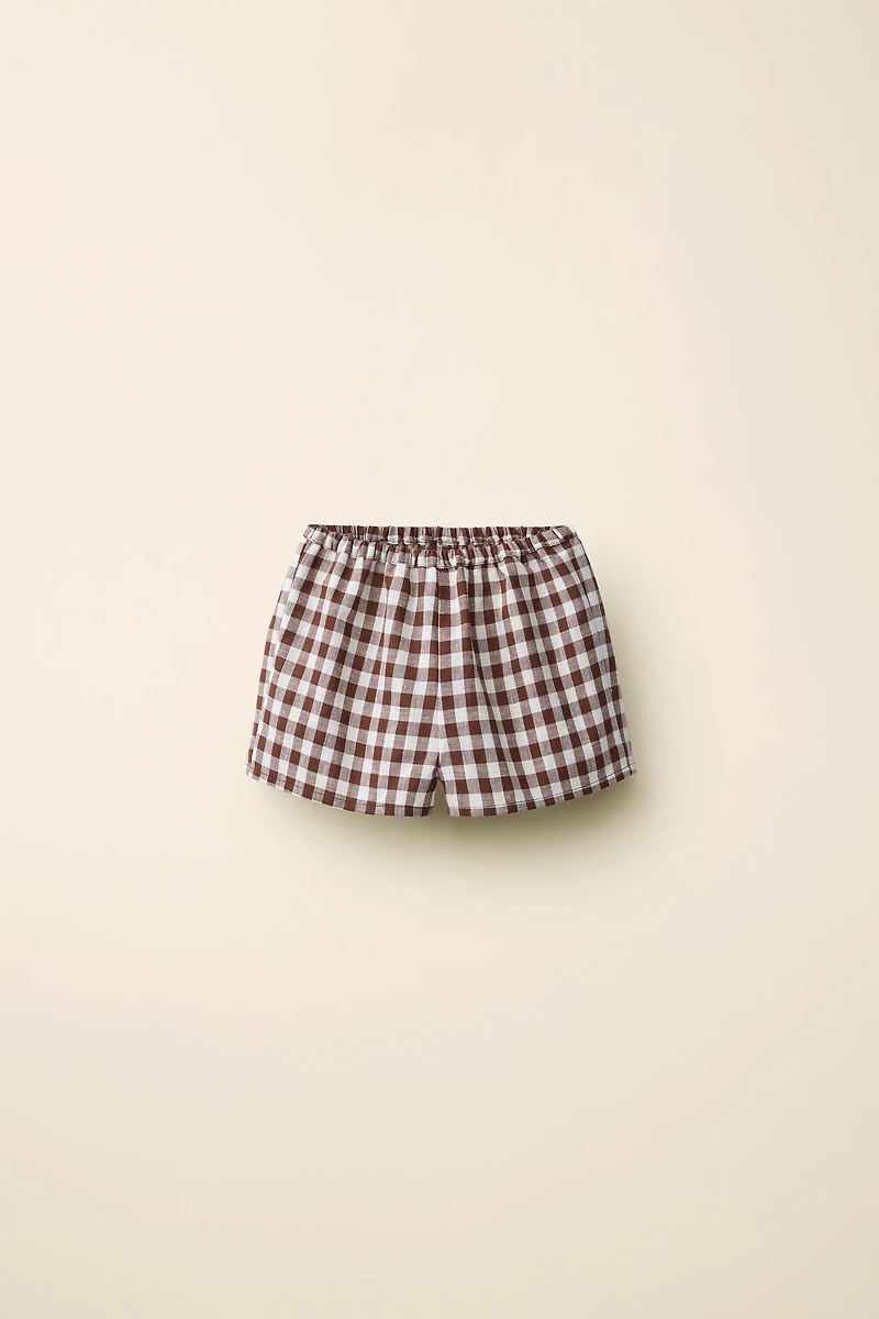 GINGHAM COTTON LINEN SHORTS CREATED BY CARAMEL LONDON X ZARA