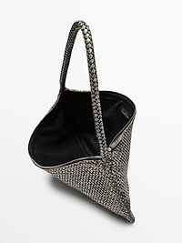 Large braided nappa leather shoulder bag