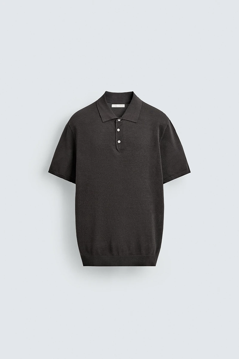 TEXTURED KNIT POLO SHIRT