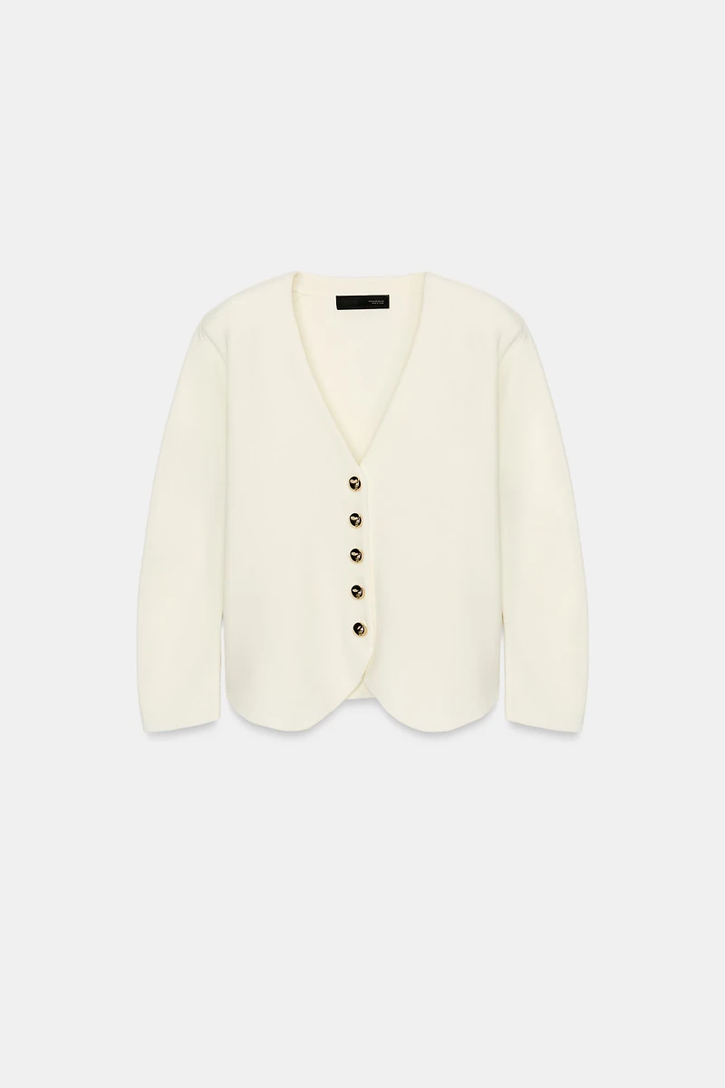 FITTED KNIT JACKET WITH SHOULDER PADS