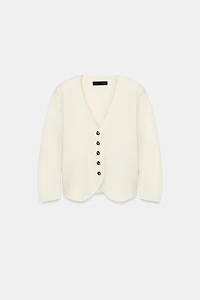 FITTED KNIT JACKET WITH SHOULDER PADS