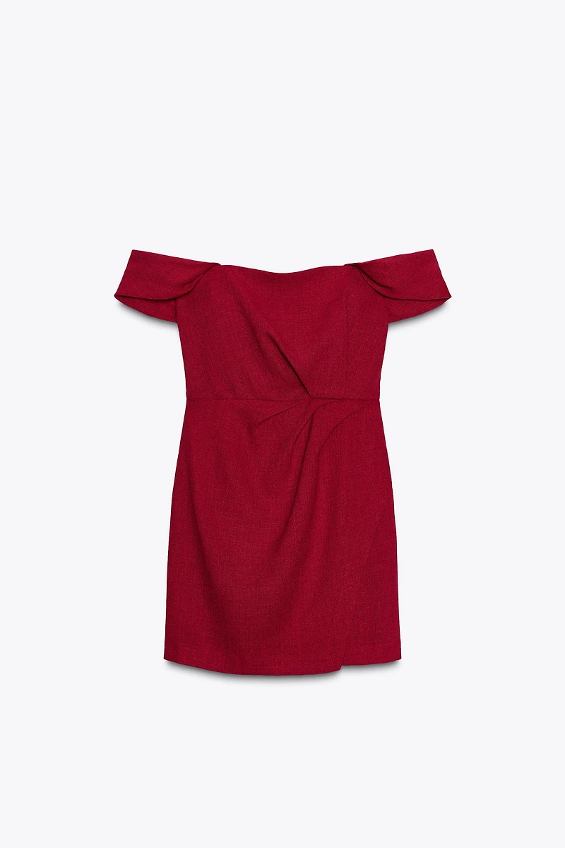 ROBE MINI OFF SHOULDER MANCHES TOMBANTES