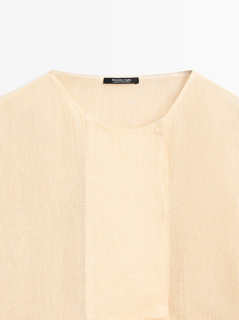 Flowing linen blouse with chest detail