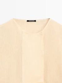 Flowing linen blouse with chest detail