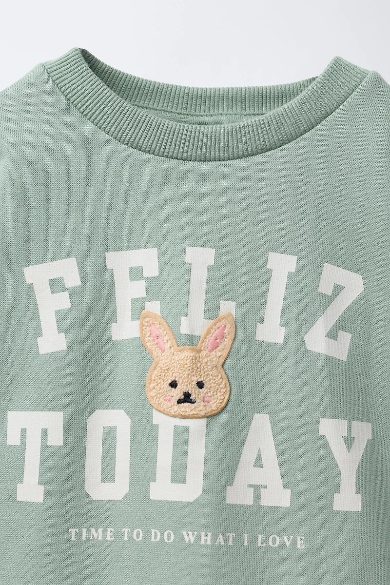 VARSITY TERRY PATCH APPLIQUÉ SWEATSHIRT