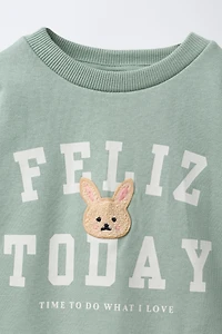 VARSITY TERRY PATCH APPLIQUÉ SWEATSHIRT