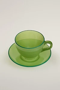 GLASS COFFEE CUP WITH SAUCER