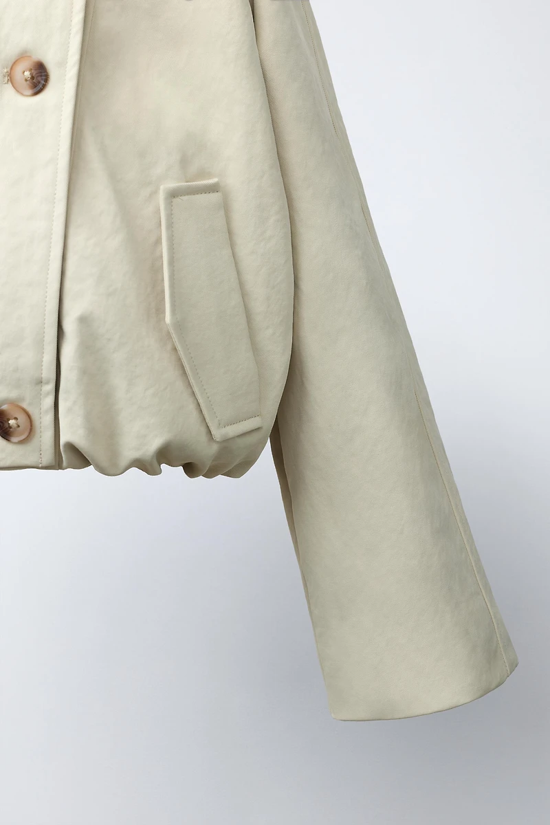 CROPPED ELASTIC HEM TRENCH COAT