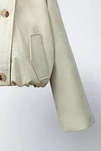 CROPPED ELASTIC HEM TRENCH COAT