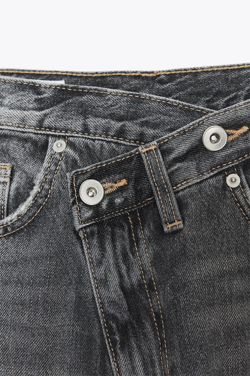 TRF HIGH WAIST CROSSOVER WIDE LEG JEANS