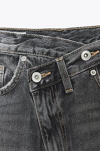 TRF HIGH WAIST CROSSOVER WIDE LEG JEANS